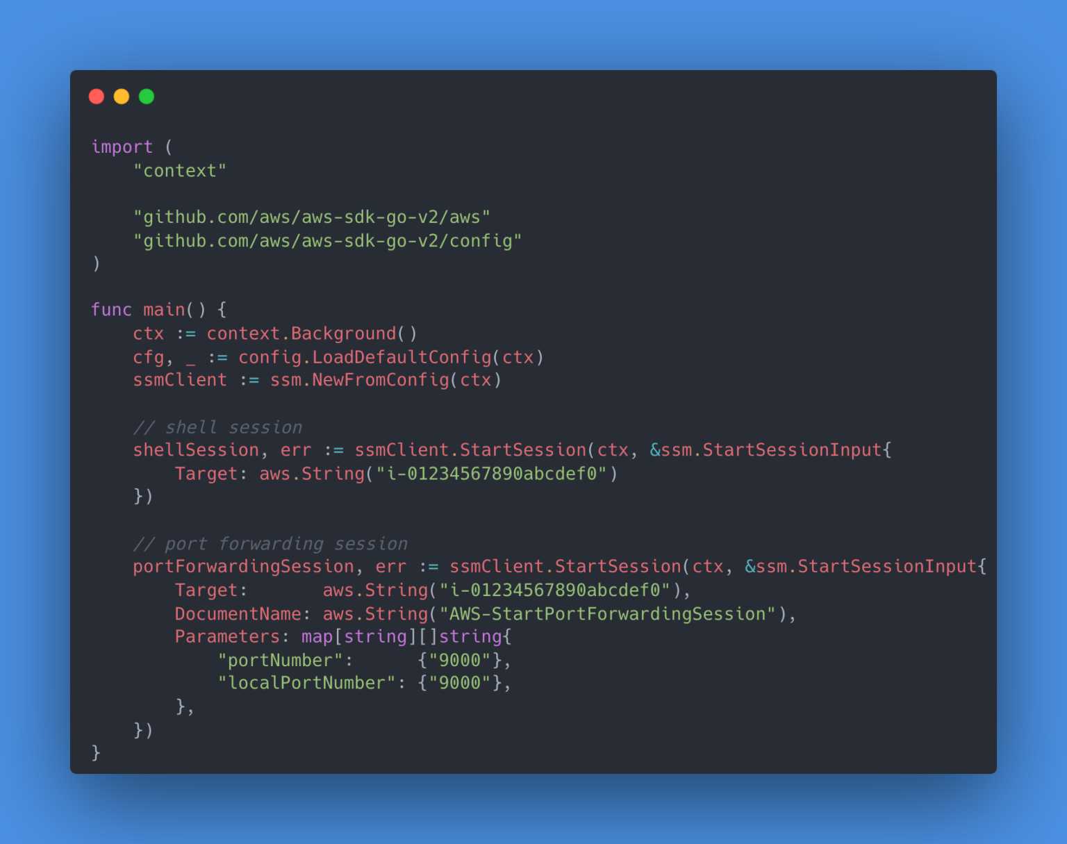 Initiate an SSM session with an EC2 host