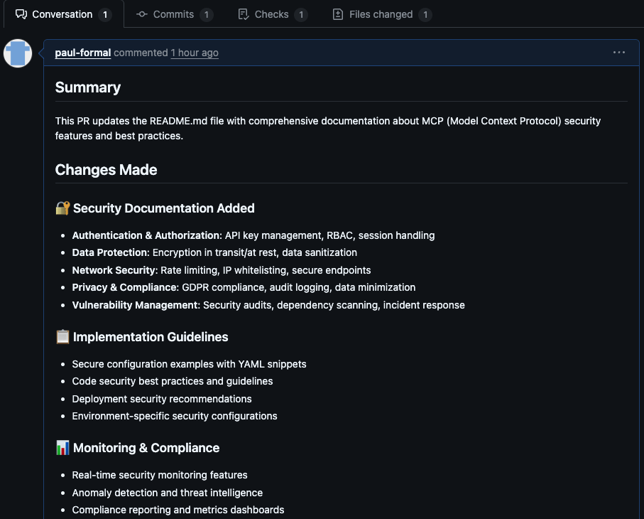 Successful PR creation confirmation in Claude Desktop