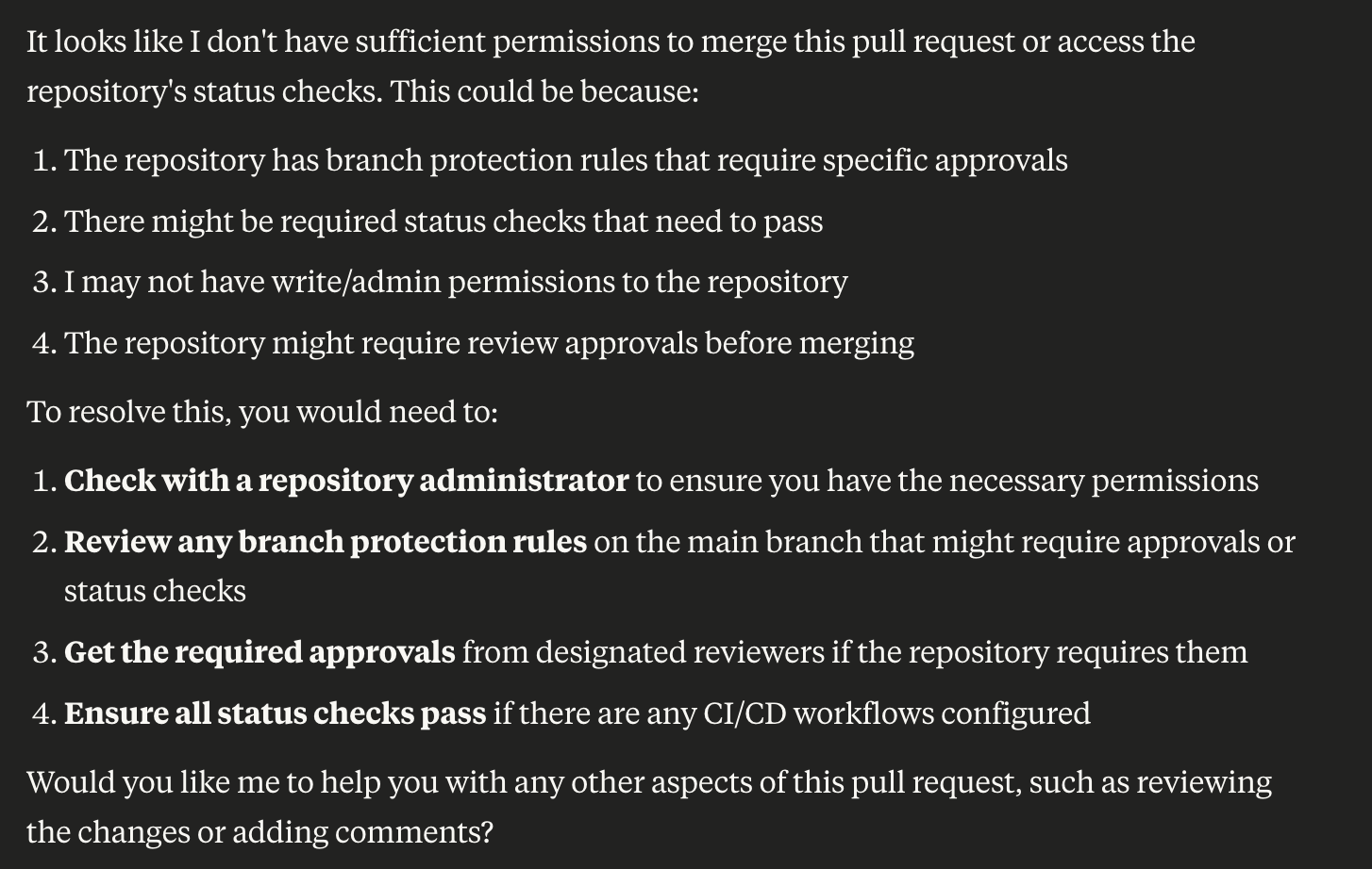 Formal policy preventing the unauthorized PR merge action