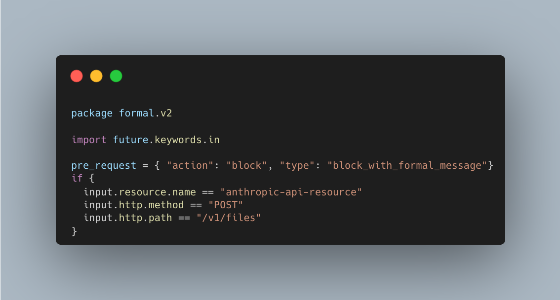 Formal policy for API endpoint access control