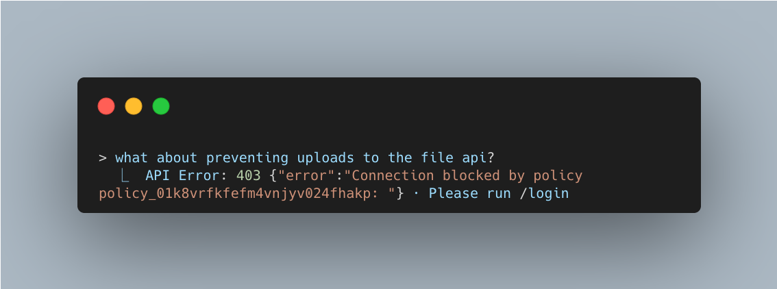 Formal policy blocking messages API endpoint